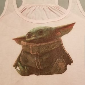 NEW Disney Mandalorian Baby Yoda Flowy Pink Tank